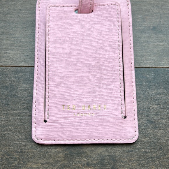 TED BAKER LONDON Pink Leather Luggage Tag, Travel Suitcase ID, 100% Authentic - Picture 7 of 9